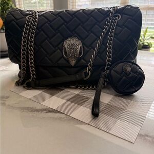 Kurt Geiger Black Quilted Shoulder Bag with Chain